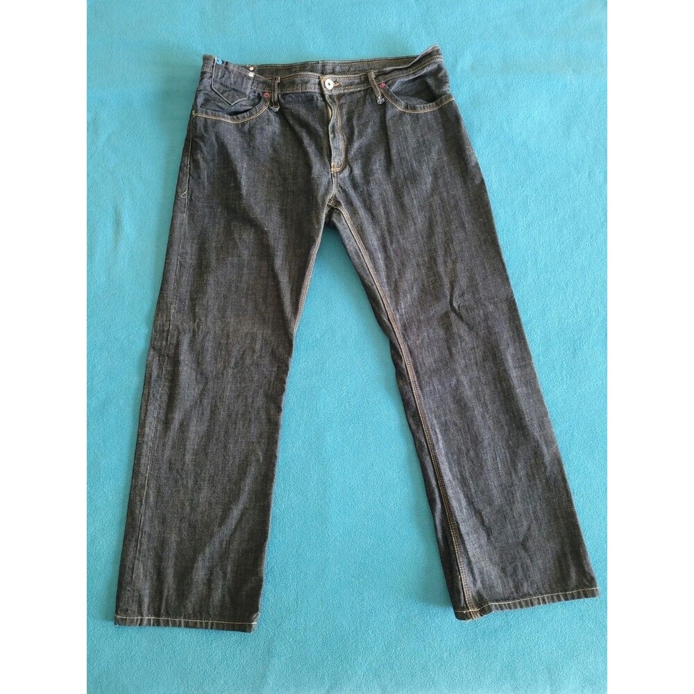 Artful Dodger Mens sz 40 Dark Blue Jeans Embroidered St. Giles & The Seven Dials